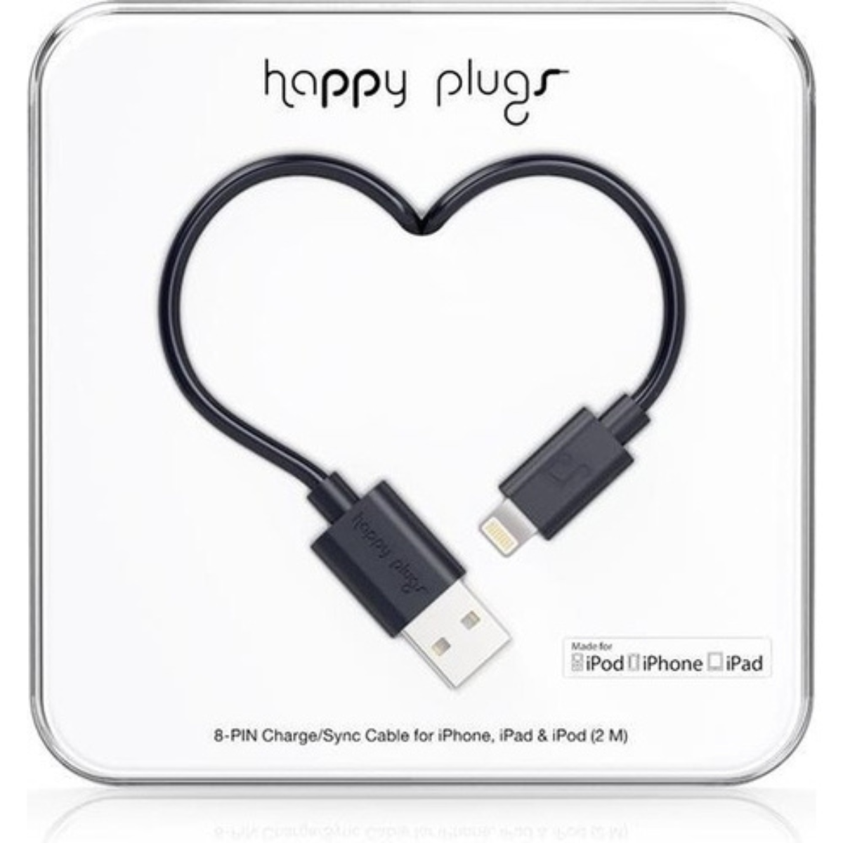 Happy Plugs - iPhone Lightning Cable 2m Black