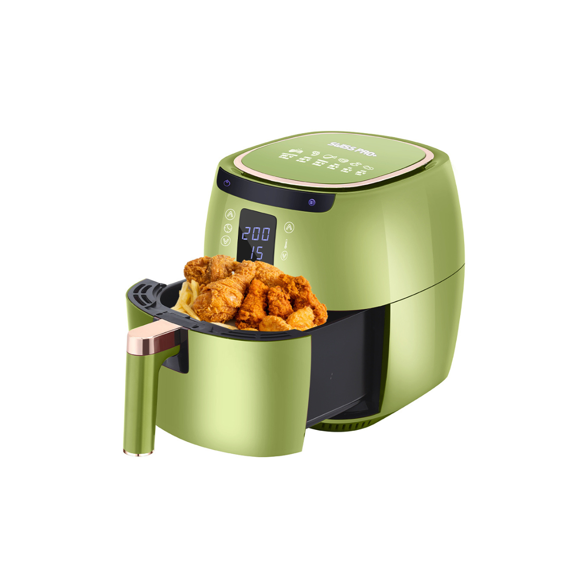 Swiss Pro+ Digital Air Fryer - Stainless Steel - Green - 7L - 1750W SP-DAF7LG