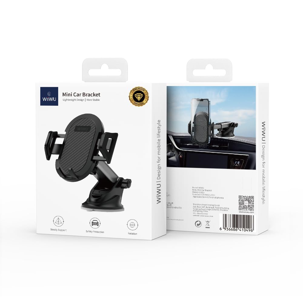 WIWU CH015 Car Mount For Dash Board with Sucker  - Black