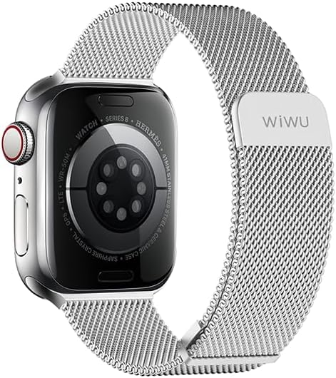 WIWU Milanese Magnetic Watch Band Compatible With 42-44-45-49 mm size Watch Band, Stainless Steel Braided Material, Sweatproof & Waterproof