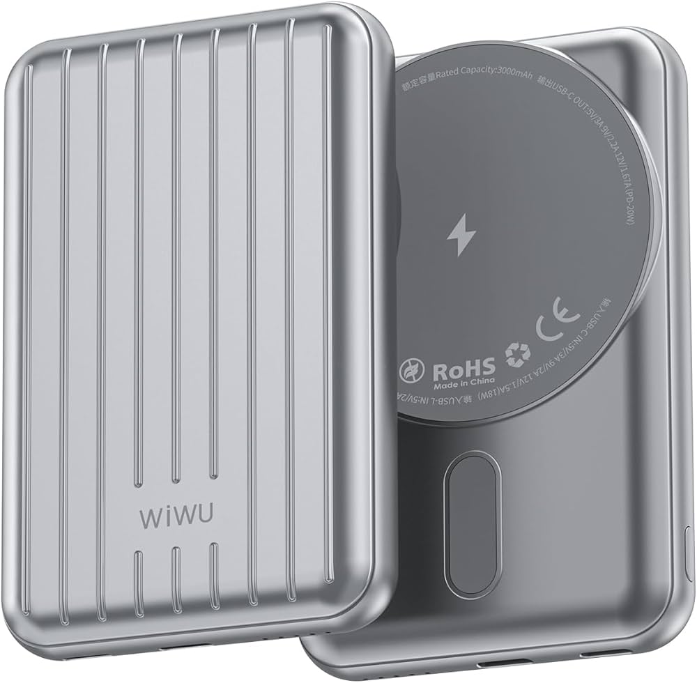 WIWU Magnetic Wireless Power Bank 5000mAh, Silver