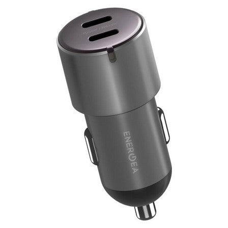 ENERGEA ALU DRIVE D60, 2 USB-C PD/PPS ALUMINIUM 66W CAR CHARGER - GUNMETAL