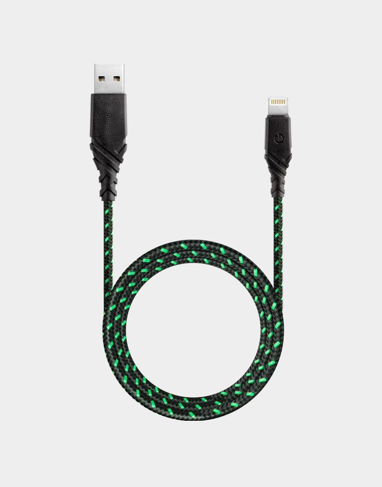 ENERGEA DURAGLITZ , iPhone Lightning Cable MFI 1.5M-GREEN