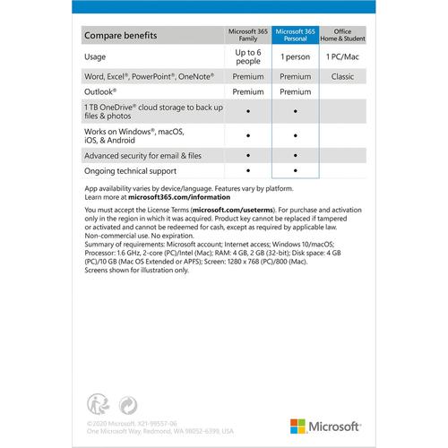 Microsoft Office 365 Personal (1-User License, 12-Month Subscription)