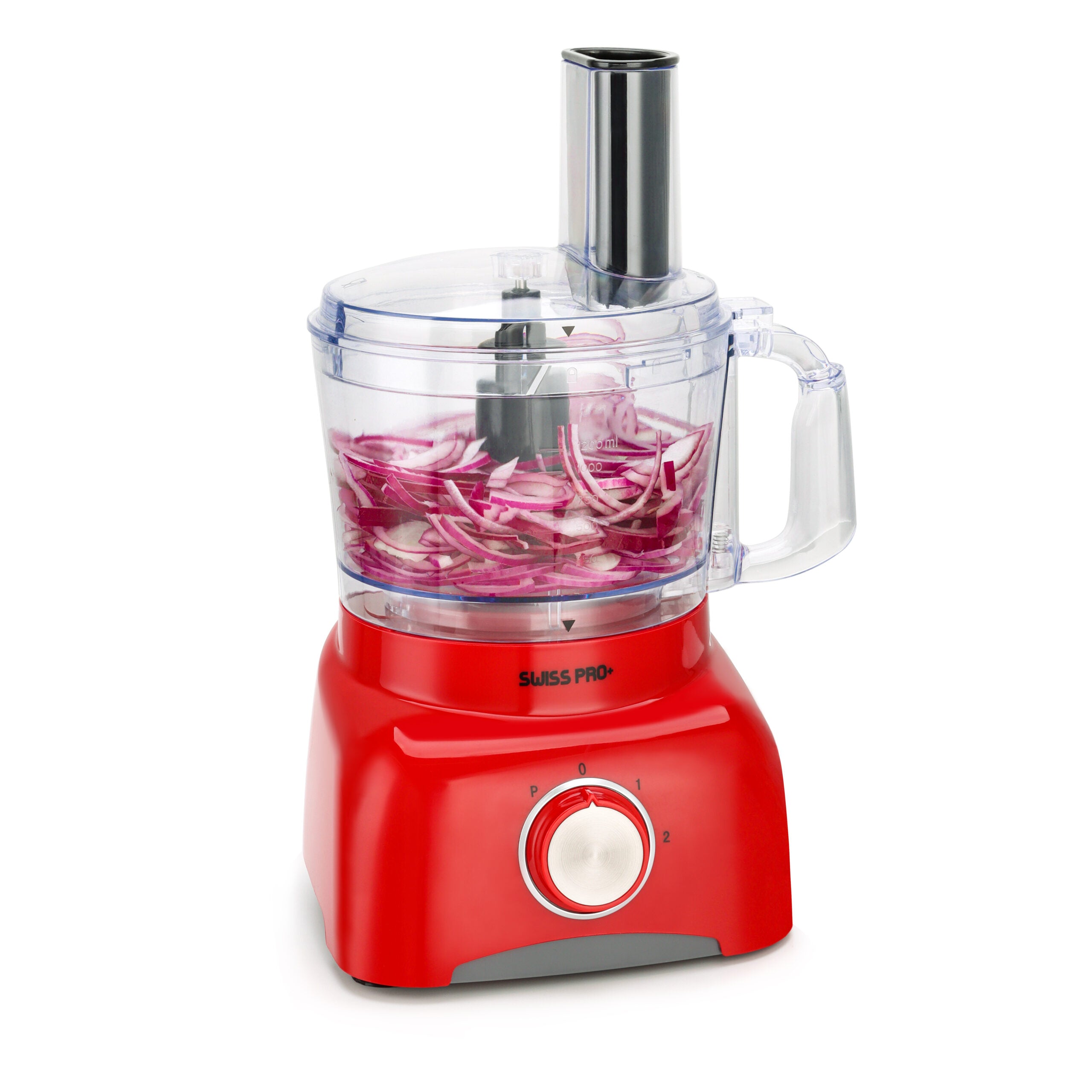 Swiss Pro+ Food Processor 13 Pieces - Kitchen Mixer - Vegetable Cutter Electric- Plastic - Red - 1.2 L - 600 W  SP-FOOD600.8R