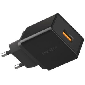 ENERGEA AMPCHARGE QC3PI, SINGLE USB-A  QC3.0 18W WALL CHARGER (EU)-BLACK