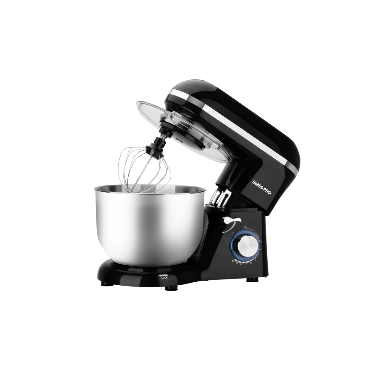 Swiss Pro+ Stand Mixer Stainless Steel - 6L 1500W - Silver & Black SP-SM1500B