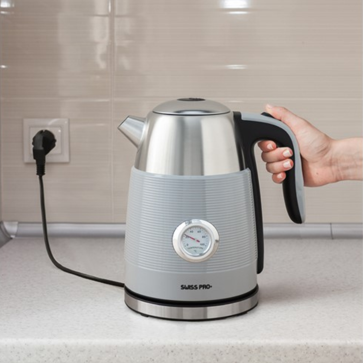 Swiss Pro+ Retro Kettle 1.7L - 2250W - Grey SP-WK2250.G