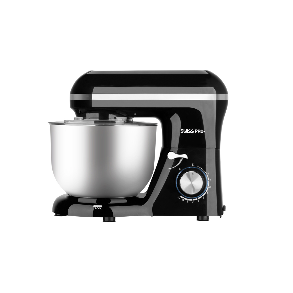 Swiss Pro+ Stand Mixer Stainless Steel - 6L 1500W - Silver & Black SP-SM1500B