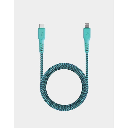 ENERGEA FIBRATOUGH USBC TO MFI LIGHTNING CABLE 1.5M-TURQUOISE