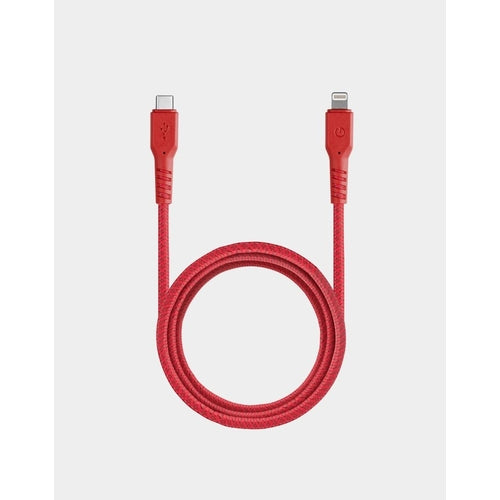 ENERGEA FIBRATOUGH USBC TO MFI LIGHTNING CABLE 1.5M-RED