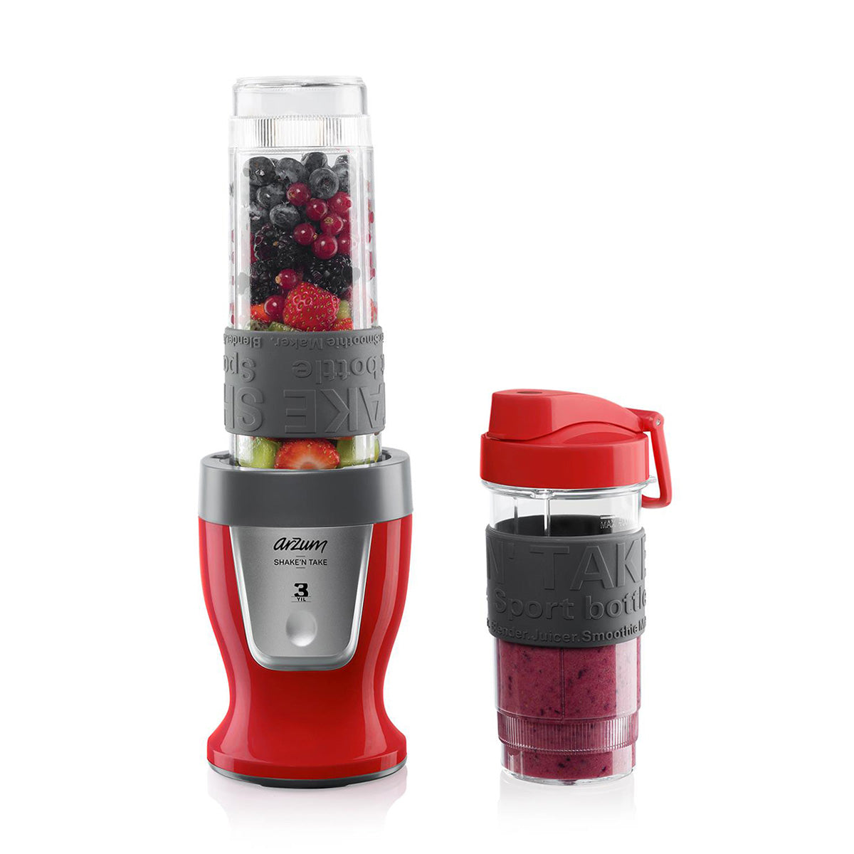 Arzum Shake'N Take Personal Blender, 300 Watt, Black - AR1032 KIRMIZI/Red