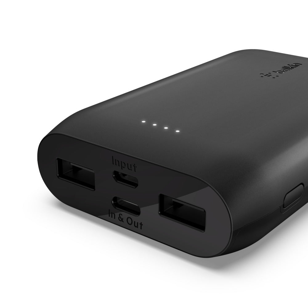 Belkin - Power Bank 10K - 15W USB-C In/Out - USB IN / USB-A Out - Black