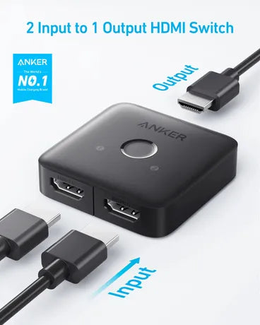 Anker HDMI Switch 4k@60Hz Bi-Directional 2 in 1 out Gray - A83H10A1