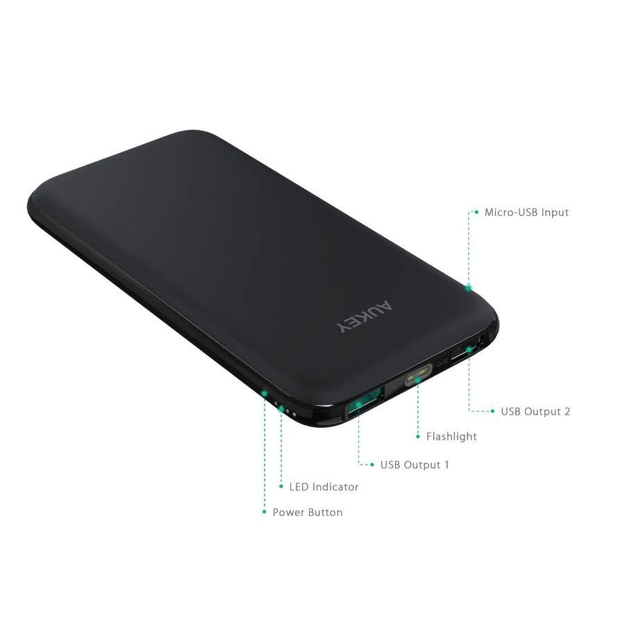 Aukey PB-N51 Dual-Port 2.4A 10000mAh Slimline Design Power Bank