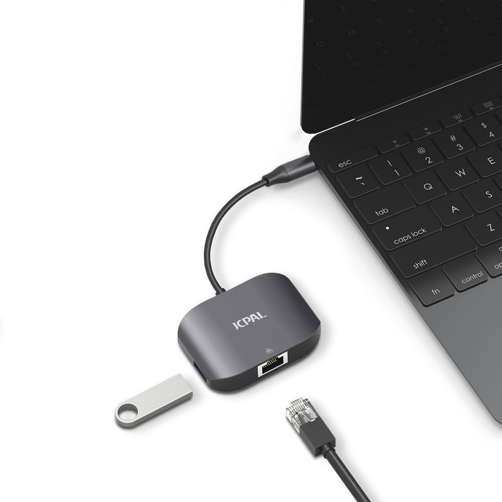 JCPal LINX USB-C to Gigabit Ethernet Adapter With USB Port