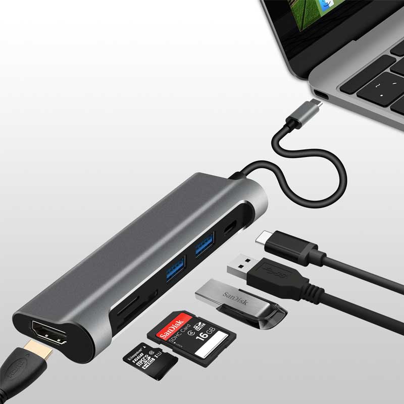 JCPal LINX USB-C Multiport Adapter  With 4K HDMI and Card Reader
