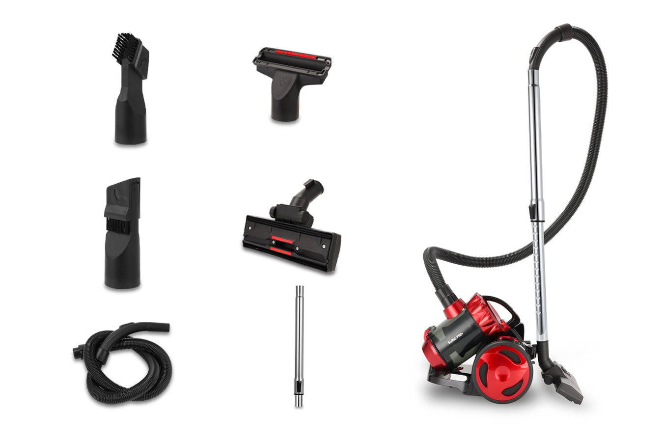 Swiss Pro+ Bagless Vacuum Cleaner - Floor - Pet Hair- without Bag - 1600 W - with 3L Dust Capacity - Black &amp; Red SP-VC850W