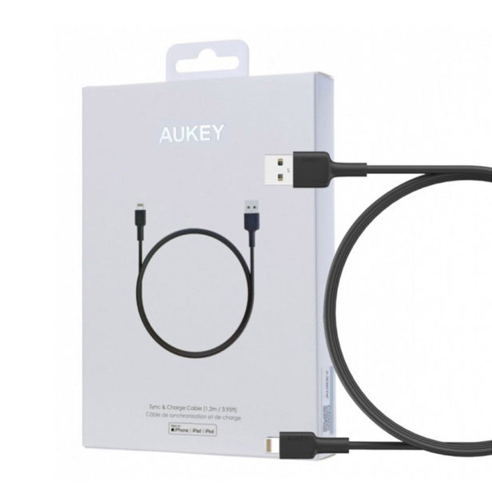 Aukey Nylon Braided MFI USB-A to Lightning Cable 1.2 M- Black