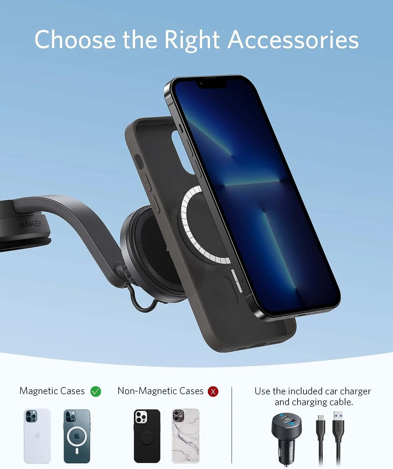 Anker 613 Magnetic Wireless Charger MagGo Car Charging Mount - Black | B2930G11