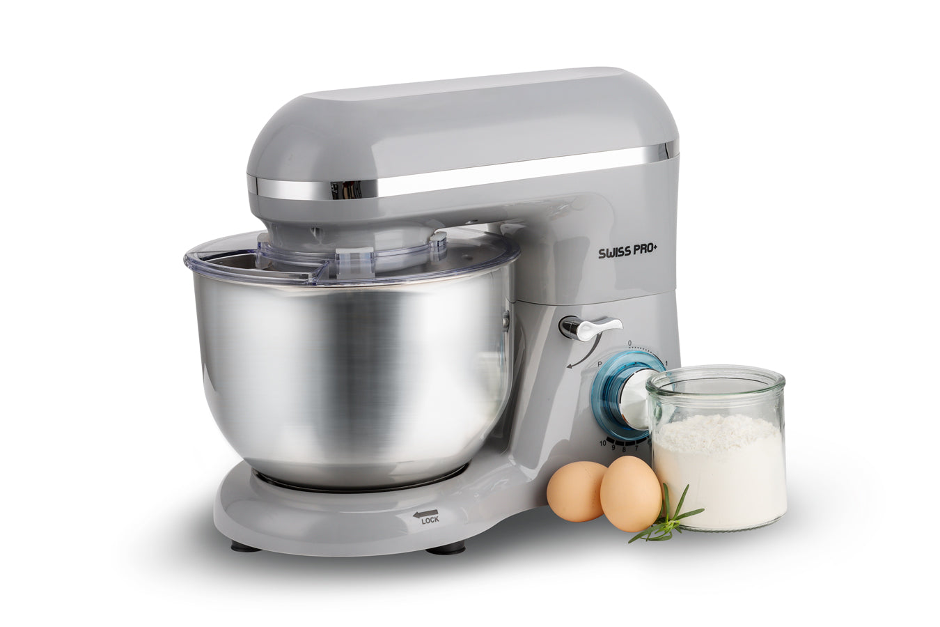 Swiss Pro+ Stand Mixer Stainless Steel - 6L 1500W - Silver &amp; Grey SP-SM1500G