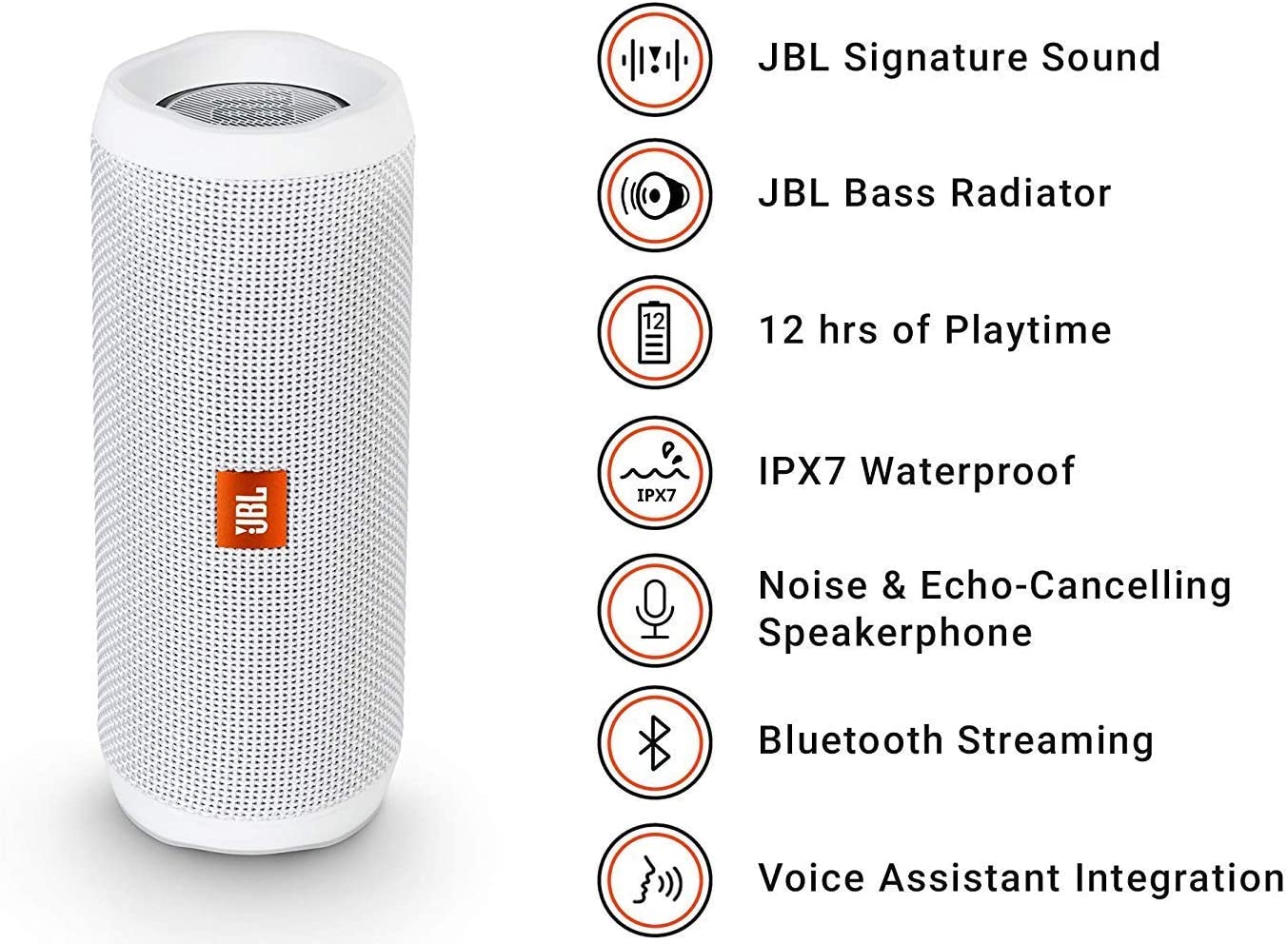 JBL FLIP 4 - Waterproof Portable Bluetooth Speaker -  White