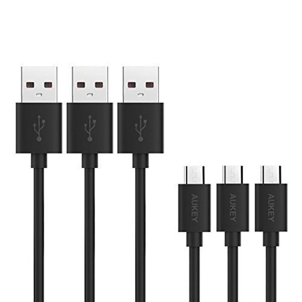 Aukey 3-Pack USB 2.0 Micro USB Cable,L=1.2m*3,black