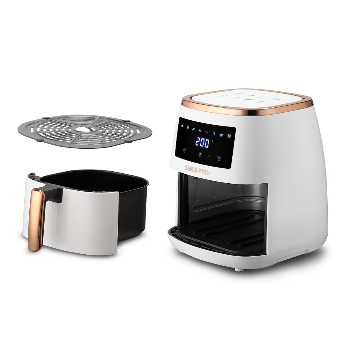 Swiss Pro+ Digital Air Fryer - Stainless Steel - White &amp; Gold - 6.5L - 1500W SP-AF6.5L.WG