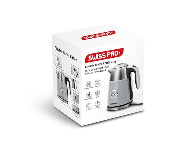 Swiss Pro+ Retro Kettle 1.7L - 2250W - Grey SP-WK2250.G