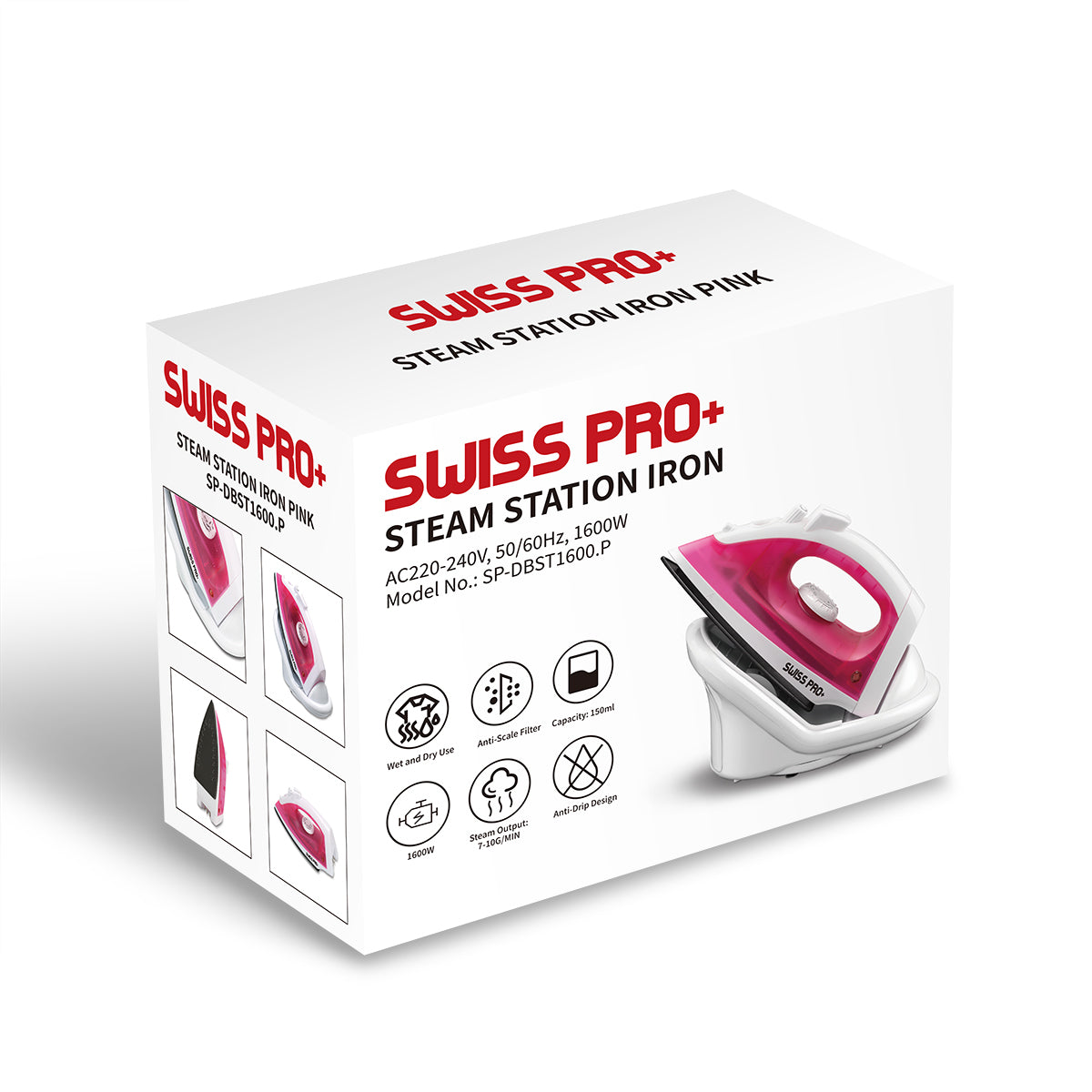 Swiss Pro+ Steam Station Iron 1600 W - Pink SP-DBST1600.P