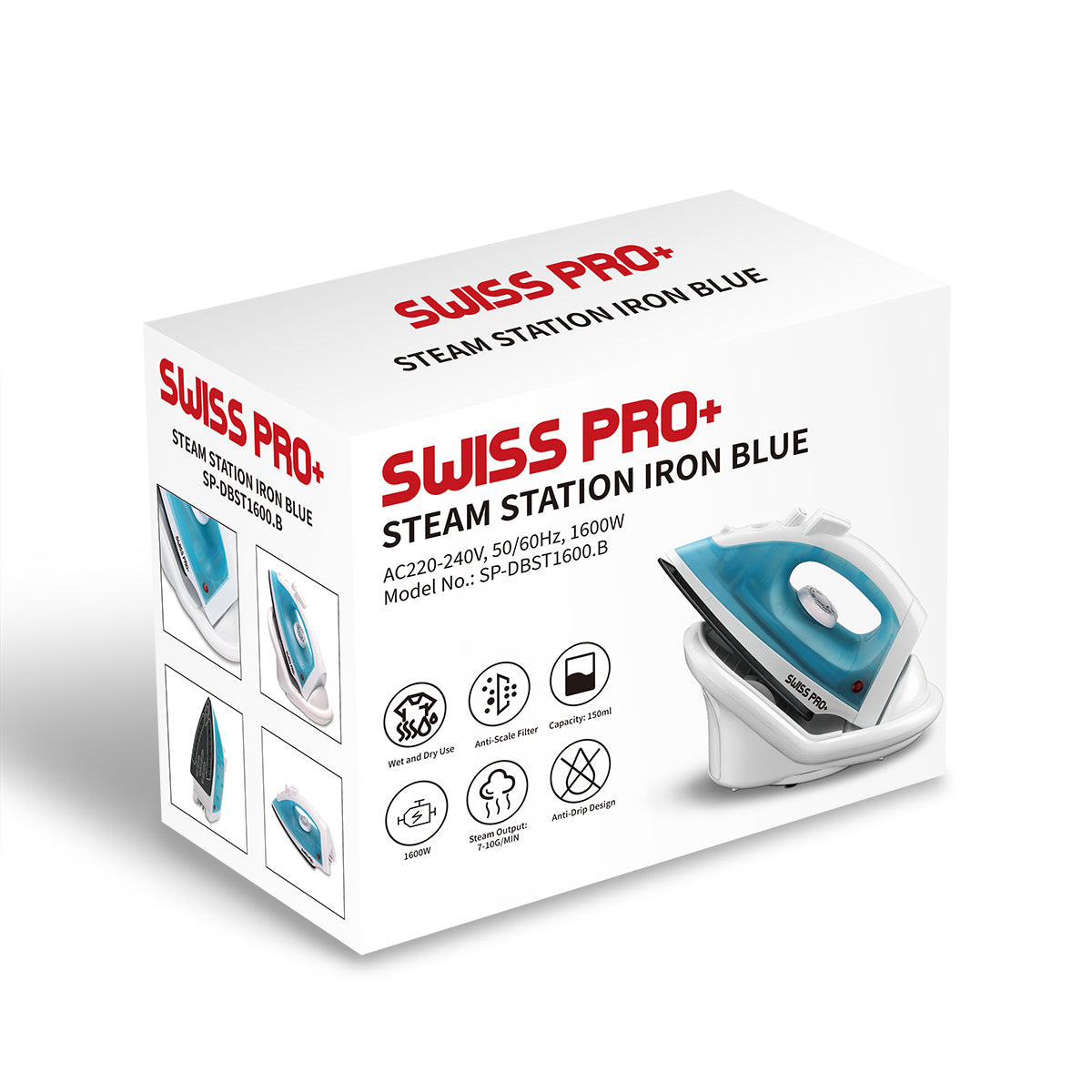 Swiss Pro+ Steam Station Iron 1600W Blue SP-DBST1600.B