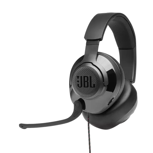JBL Quantum 200 Wired over-ear gaming headset with flip-up mic