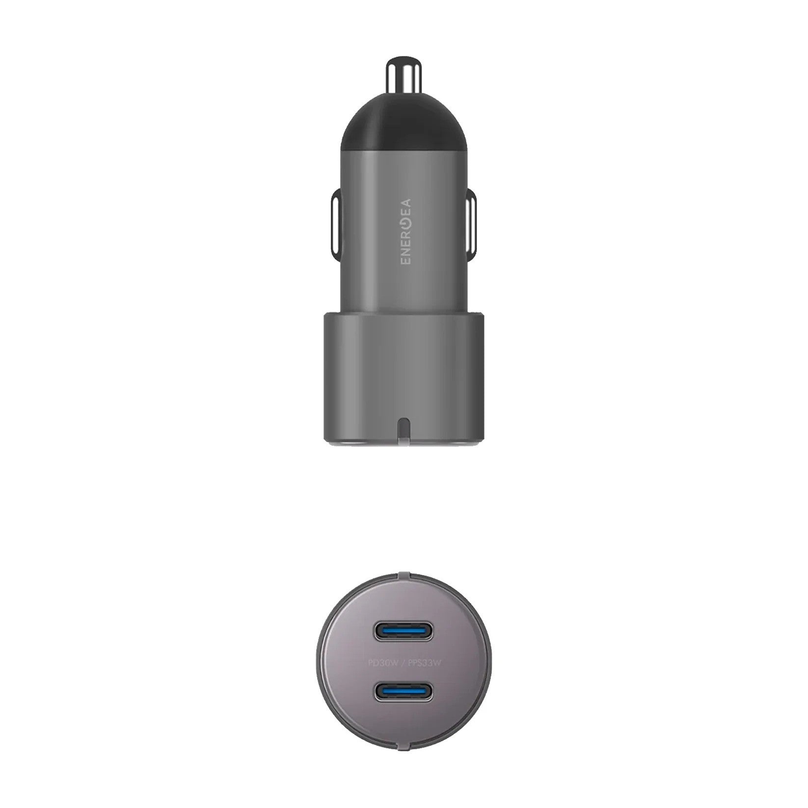 ENERGIA ALUDRIVE PD20+,USB-C PD20+ USB-A QC3.0 DUO PORT ALUMINIUM 38W CAR CHARGER -GMT
