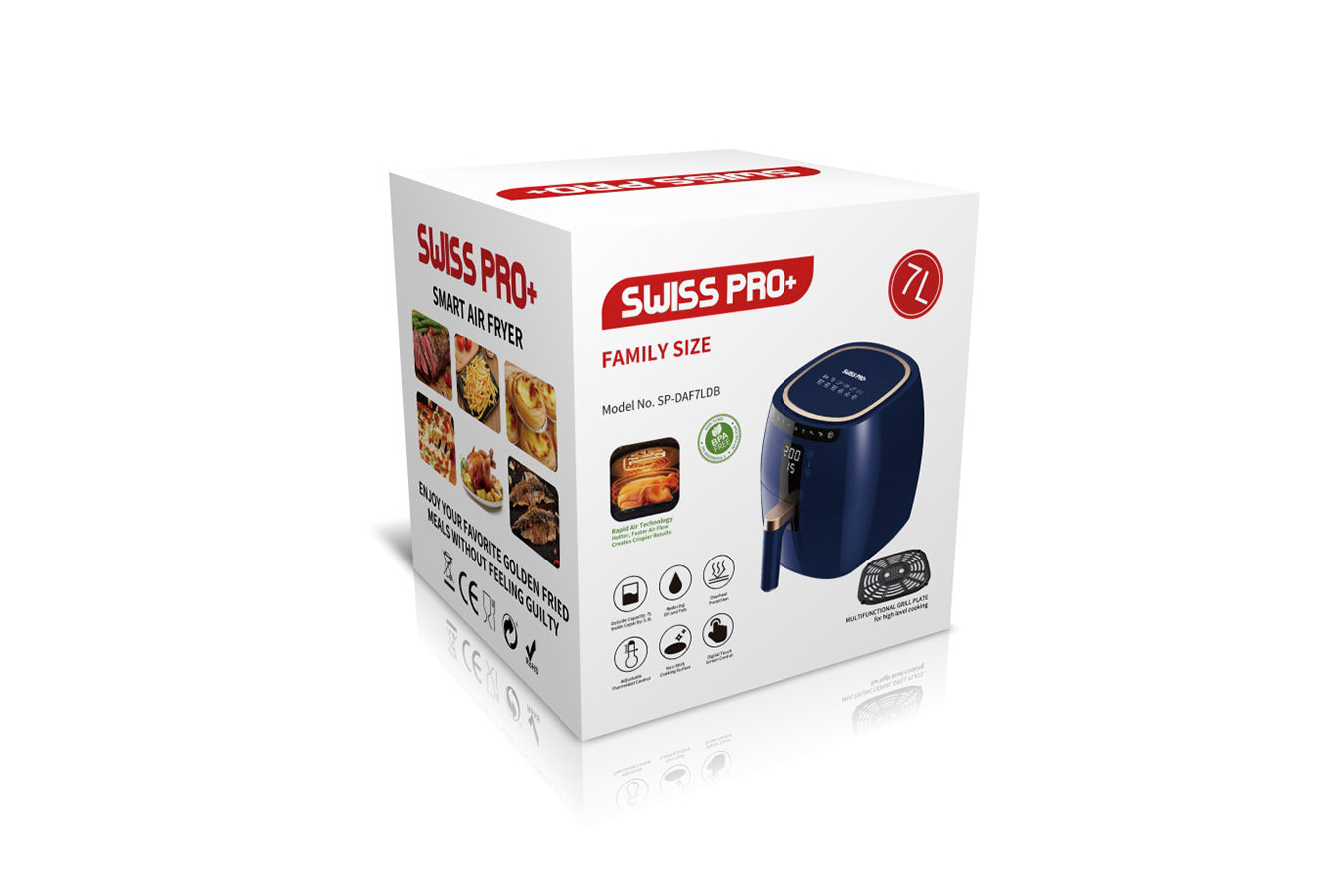 Swiss Pro+ Digital Air Fryer - Stainless Steel - Blue - 7L - 1750W SP-DAF7LDB
