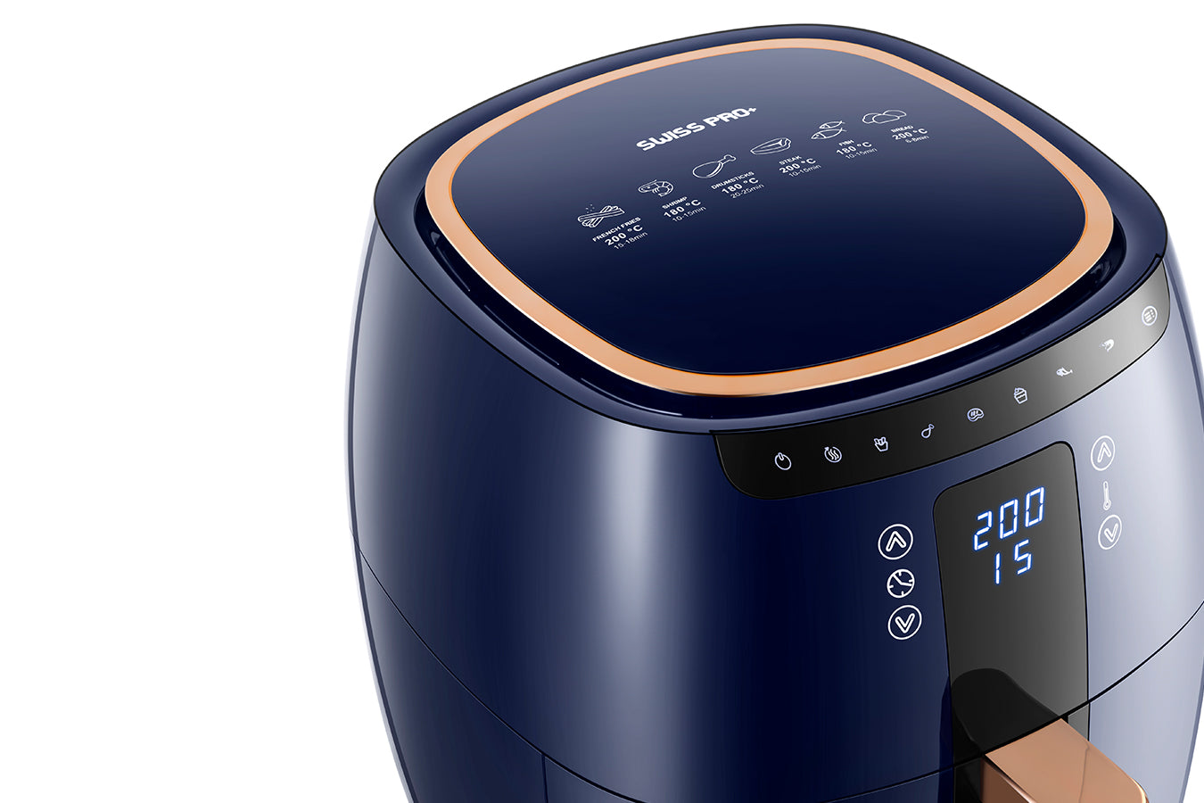 Swiss Pro+ Digital Air Fryer - Stainless Steel - Blue - 7L - 1750W SP-DAF7LDB