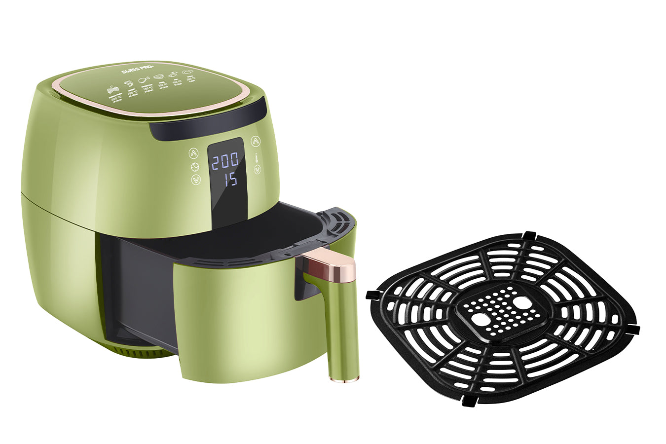 Swiss Pro+ Digital Air Fryer - Stainless Steel - Green - 7L - 1750W SP-DAF7LG