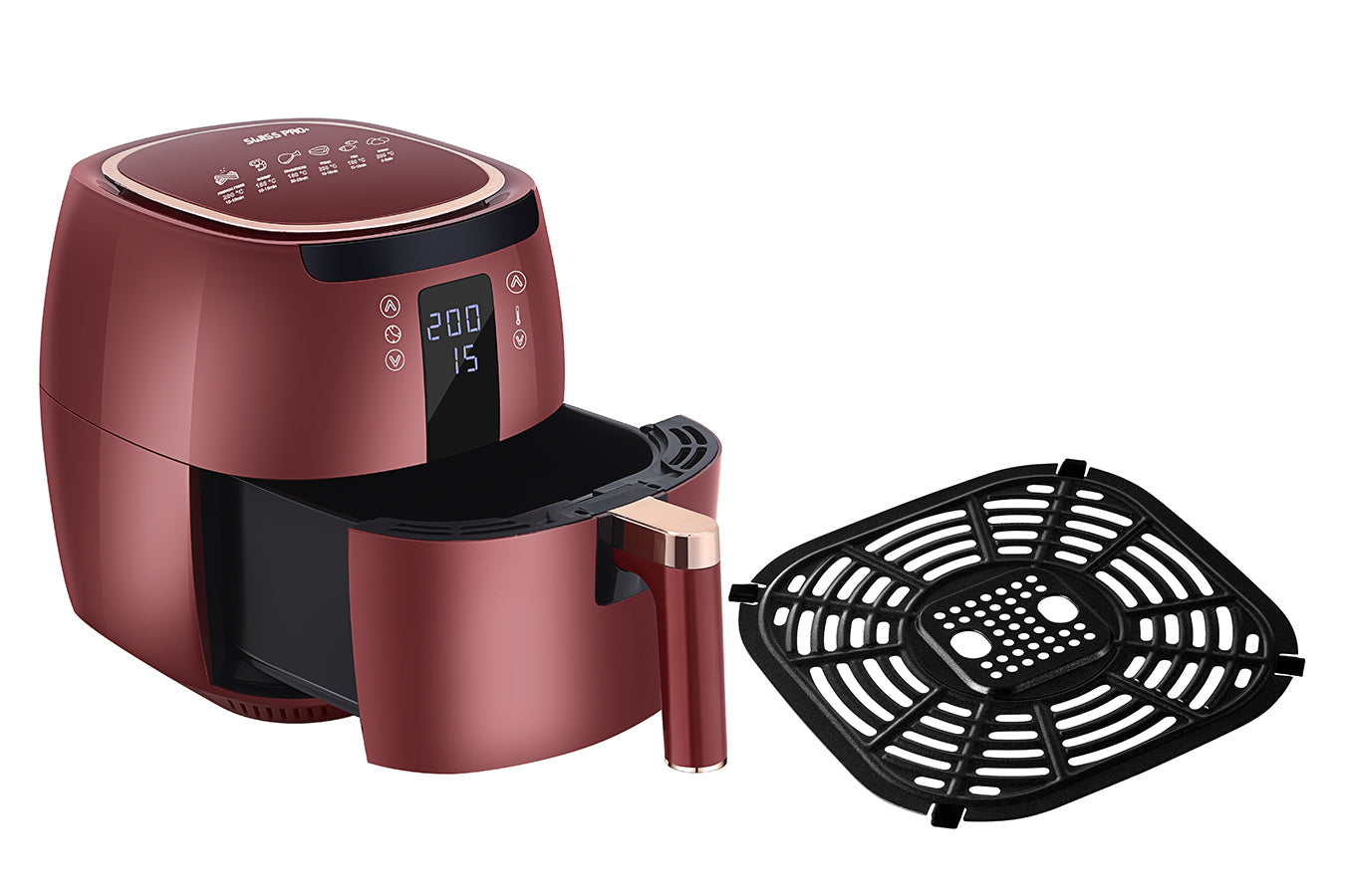 Swiss Pro+ Digital Air Fryer - Stainless Steel - Red - 7L - 1750W SP-DAF7LR