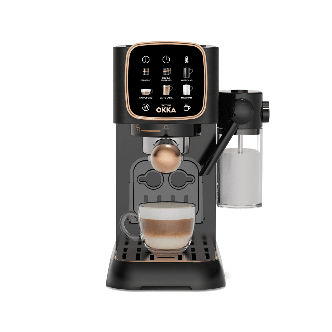 Espresso Machine OKkA 15 Bar Touch Black x Copper OK0034 Solo Semi Automatic