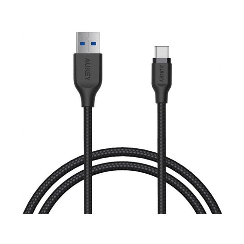 Aukey Braided Nylon USB 3.1 USB A To USB C Cable 1.2 meter- Black