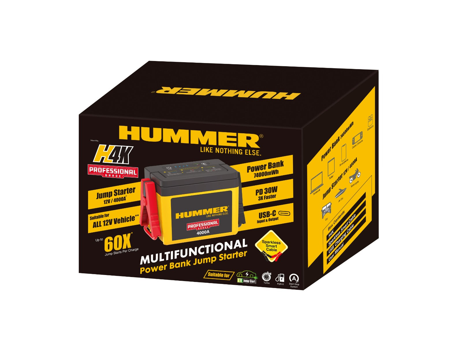 Hummer Multifunctional Car Battery Jump Starter & Power Bank, 4000A - H4K