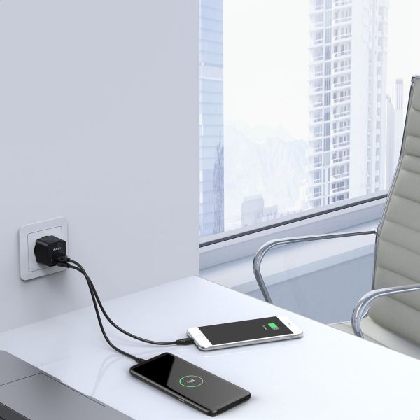 Aukey 2-Port Adaptive Charging USB Travel Charger