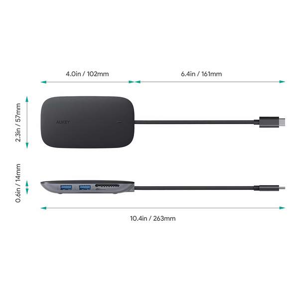 Aukey USB C To 3 Ports USB 3.0 Hub  high speed data transfer  Hub with  TF/SD support